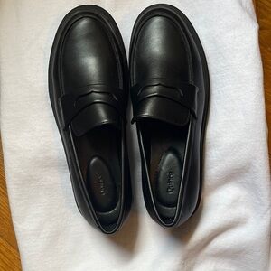 Quince Black Leather Women's Penny Loafers